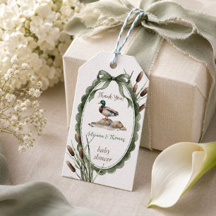 Étiquettes-cadeau Remerciement Baby Shower Canard Vert