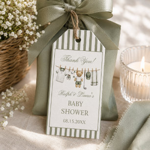 Étiquettes-cadeau Remerciement Baby Shower Ours en Peluche Golf