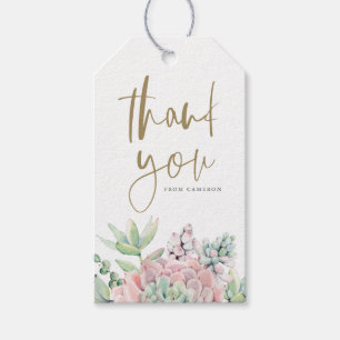 Étiquettes-cadeau Remerciement Baby Shower Succulents Aquarelle Past