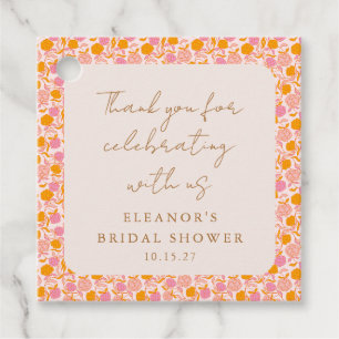 Étiquettes Cadeau Remerciement Bohème Rose Orange Fleurs Mariage Sho