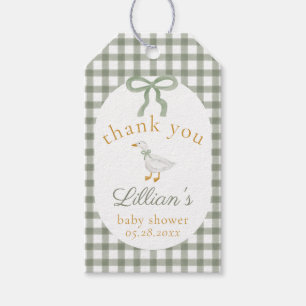 Étiquettes-cadeau Remerciement de Baby Shower Silly Goose Green Ging