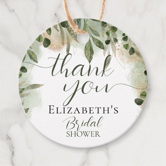 Étiquettes Cadeau Remerciement de calligraphie de script de vert de  (Devant)