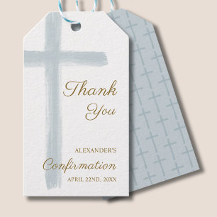 Étiquettes-cadeau Remerciement de confirmation Modern Blue Cross