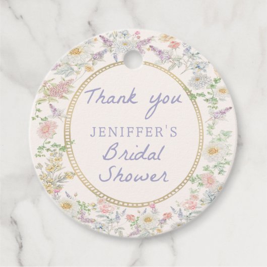 Étiquettes Cadeau Remerciement de douche de mariée florale (Devant)