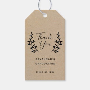Étiquettes-cadeau Remerciement de fête de fin d'études Kraft laurier