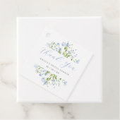 Étiquettes Cadeau Remerciement de Fiançailles Fleur Bleu Clair (En situation)
