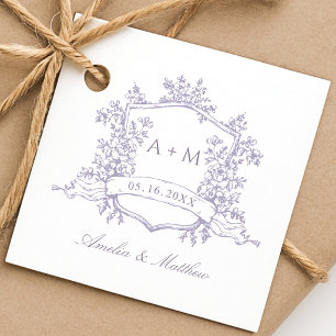 Étiquettes Cadeau Remerciement de mariage à crête florale lavande ro