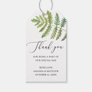 Étiquettes-cadeau Remerciement de mariage à la gouache de verdure de