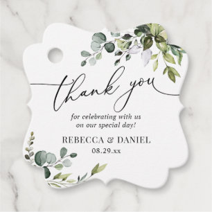 Étiquettes Cadeau Remerciement de mariage à la verdure rustique Euca