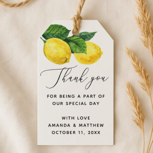Étiquettes-cadeau Remerciement de mariage au citron Élégant cadeau