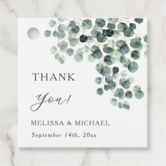 Étiquettes Cadeau Remerciement de mariage aux feuilles d'eucalyptus
