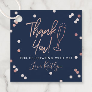 Étiquettes Cadeau Remerciement de mariage avec confettis de champagn