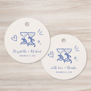Étiquettes Cadeau Remerciement de mariage bleu crème capricieux dess