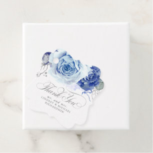 Étiquettes Cadeau Remerciement de mariage bohème bleu poussiéreux fl