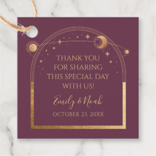 Étiquettes Cadeau Remerciement de mariage céleste Plum Gold