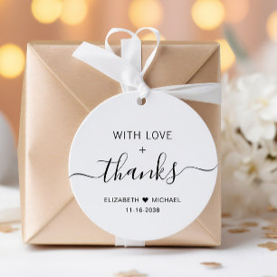 Étiquettes Cadeau Remerciement de mariage Chic avec amour