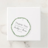 Étiquettes Cadeau Remerciement de mariage de verdure (En situation)