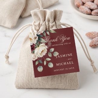 Étiquettes Cadeau Remerciement de mariage d'hiver Pivoine Crème de B