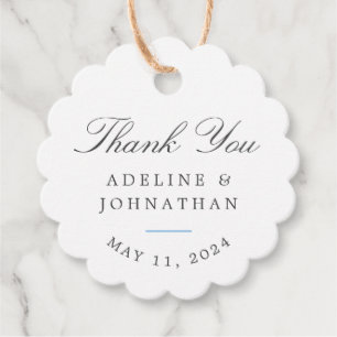 Étiquettes Cadeau Remerciement de mariage élégant à l'hortensia bleu