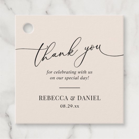 Étiquettes Cadeau Remerciement de mariage Élégant Terreux Boho Blush (Devant)