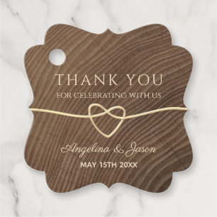 Étiquettes Cadeau Remerciement de mariage en bois simple