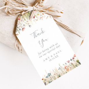Étiquettes-cadeau Remerciement de mariage fleuri bohème idyllique
