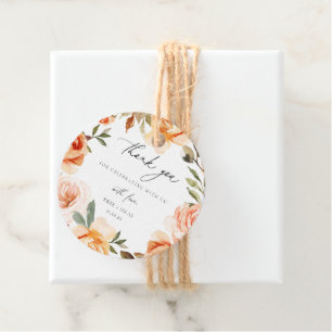 Étiquettes Cadeau Remerciement de mariage floral automnal terreux