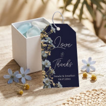 Remerciement de mariage floral moderne Navy