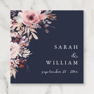 Étiquettes Cadeau Remerciement de mariage floral rose poussiéreux lu