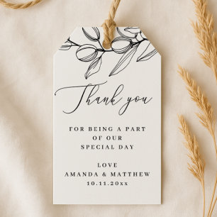 Étiquettes-cadeau Remerciement de mariage olive Botanique méditerr