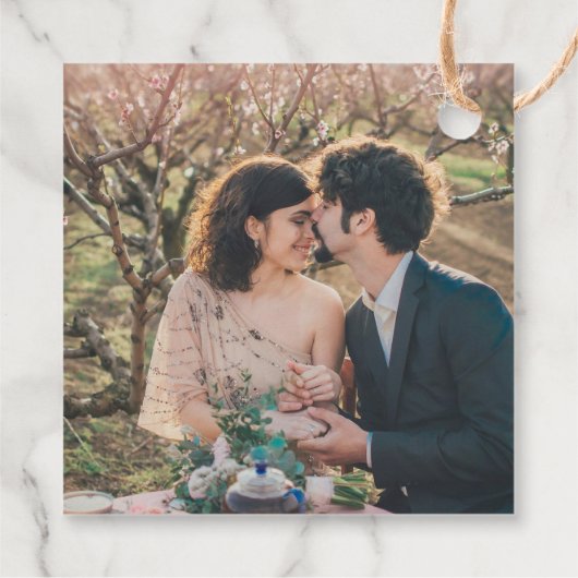 Étiquettes Cadeau Remerciement de mariage photo élégant rustique (Dos)