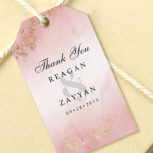 Étiquettes-cadeau Remerciement de mariage rose poudré moderne à tach