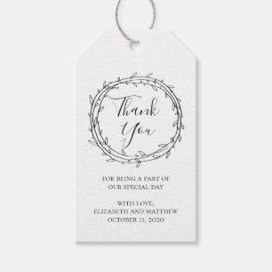 Étiquettes-cadeau Remerciement de mariage rustique. Simple botanique