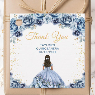 Étiquettes Cadeau Remerciement de Quinceañera de la Princesse Bleu P