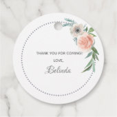 Étiquettes Cadeau Remerciement de shower de mariée fleurs rose pâle (Dos)