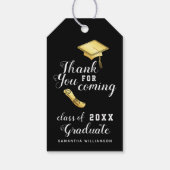 Étiquettes-cadeau Remerciement diplômé Noir Blanc Or Promotion 2025 (Dos)