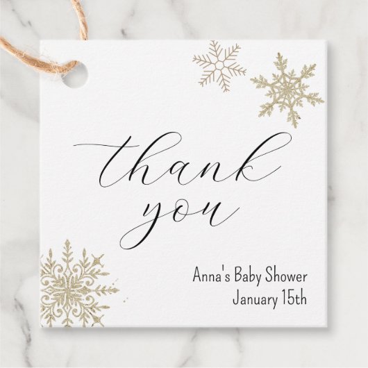 Étiquettes Cadeau Remerciement Flocon de Neige (Devant)