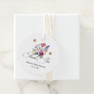 Étiquettes Cadeau Remerciement floral coloré pour Baby Shower Bee