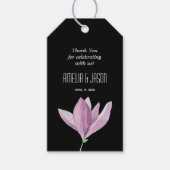 Étiquettes-cadeau Remerciement floral noir et violet (Devant)
