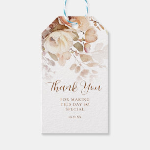 Étiquettes-cadeau Remerciement floral rose blush terre cuite