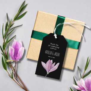Étiquettes-cadeau Remerciement floral violet noir