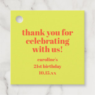 Étiquettes Cadeau Remerciement personnalisé Bold Chartreuse 21e anni