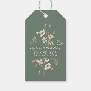 Étiquettes-cadeau Remerciement pour 80e anniversaire Fleur sauvage V