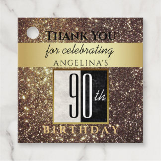 Étiquettes Cadeau Remerciement pour 90e anniversaire pailleté or
