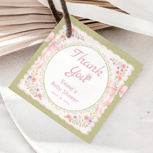 Étiquettes Cadeau Remerciement pour Baby Shower Baby in Bloom Wildfl