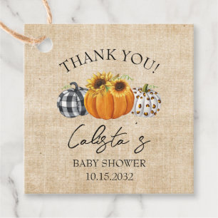 Étiquettes Cadeau Remerciement pour Baby Shower Burlap Citrouille &