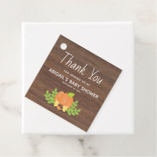 Étiquettes Cadeau Remerciement pour Baby Shower Citrouille Orange Ru