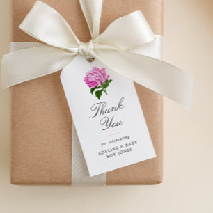 Étiquettes-cadeau Remerciement pour Baby Shower Élégant Hydrangea Ro