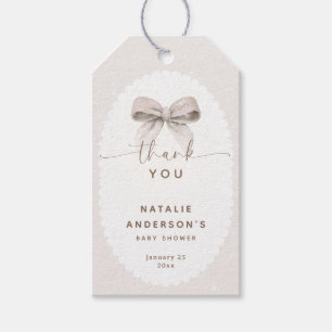 Étiquettes-cadeau Remerciement pour Baby Shower Élégante Blanche Coq