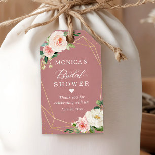Étiquettes-cadeau Remerciement pour Baby Shower Floral Rose Poussiér